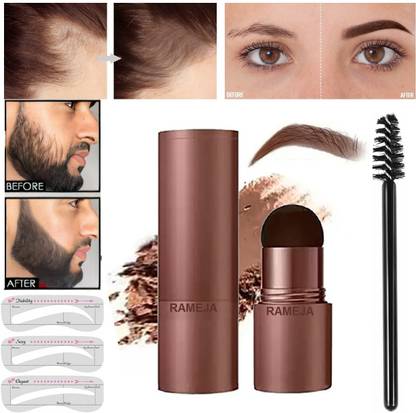 Rameja Hair color Root Touch Up, Hair Shadow Powder Stick, Hairline Stamp 3 Stencil , Brown