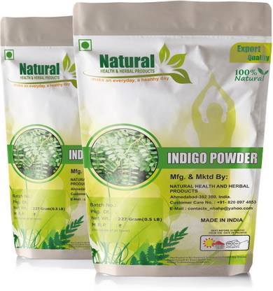 Natural Health and Herbal Products Natural Indigo Powder (227Gm x 2 Pack) 454 Gram , Green