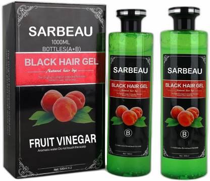 Sarbeau Natural Fruit Vinegar Hair Color for Men & Women 1000ml(Black)_C_166 , Black