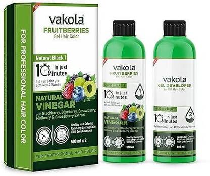 TREZA CARE Natural Black Long Lasting Fruit Vinegar Hair Gel Color For Men & Women Pack 2 , BLACK