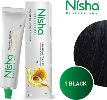 Nisha Professional Fashion Color Kit Permanent Creme Hair Color Black.1.0 , Black