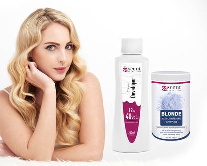 ScentCosmetics Blonder Powder & FREE Developer 12% 40volume | Hair Highlighter , Golden Shade