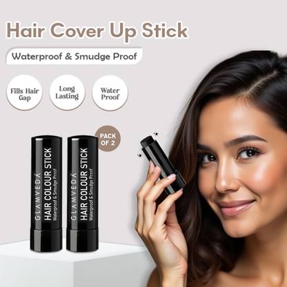 GLAMVEDA Hair Colour Stick- For Roots & Grey Coverage, (Pack of 2) , Black