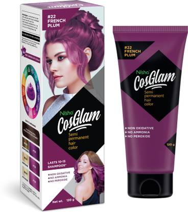 Nisha Cosglam Semi Permanent Hair Color, #22 French Plum , #22 French