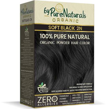 byPurenaturals 100% Pure Natural Organic No PPD and Ammonia Free Soft Black Powder Hair Color 120gm , Black
