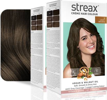 Streax Cream Hair Colour-Pack of 2 ,140 ml , Light Brown No-5