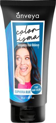 Anveya Colorisma Hair Color Makeup-Euphoria Blue,30ml,Temporary 1-Day 1-Wash, No Bleach , Blue