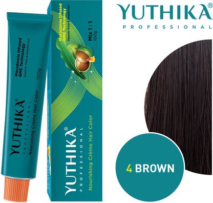 Yuthika Creme Hair Colour 100% Grey Coverage | For Women & Men 100g , Brown 4.0
