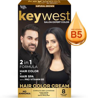Keywest Hair Colour Cream for Women Men (Ammonia Free) - 65ml , Natural Brown