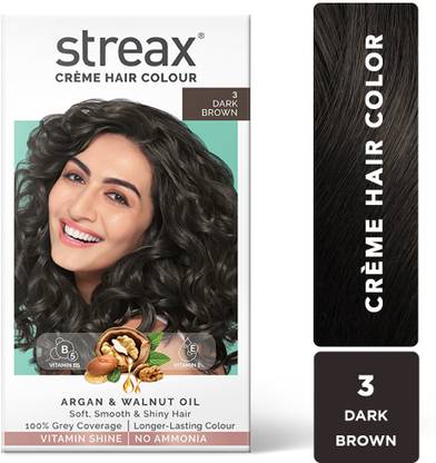Streax Cream Hair Colour Dark Brown No-3 140ML , Dark Brown