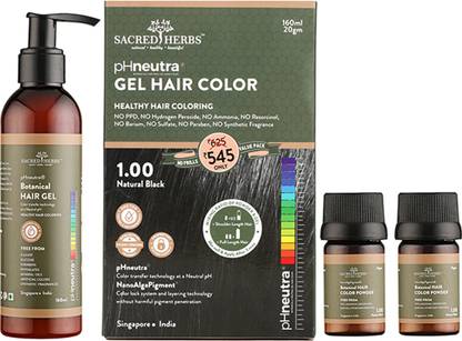 Sacred Herbs Organically Natural Ammonia & PPD Free Gel Hair Color For Men Women, Black 1.00 , Natural Black