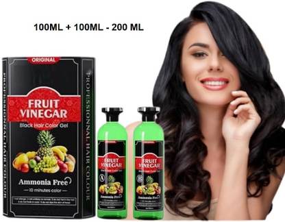 Essensity Fruit Vinegar Ammonia Free 10 Minutes Gel Based Hair Color Colour Dye 200 ML - G , Natural Black