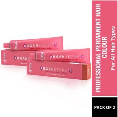 Streax Argan Secrets Hair Colourant Cream No.7.44 ( Pack of 2 ) , Intense Copper Blonde