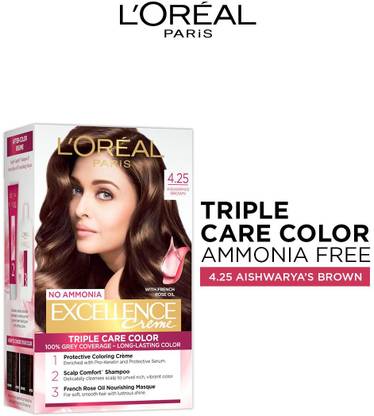 L'Oréal Paris Excellence Creme Hair Colour |Grey Coverage & Ammonia free , Aishwarya's Brown 4.25