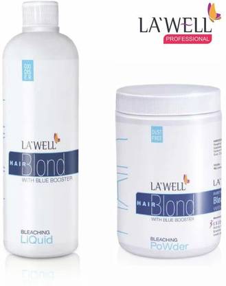 Lawell Hair Blond Bleaching Powder 400gm With Bleaching Liquid 400ml. , Multi