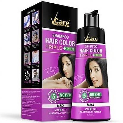 Vcare Shampoo Hair Color Shampoo For Men & women, 180ml With Natural Extracts , Black