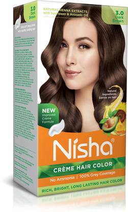 Nisha Creme Hair Color 3 DARK BROWN , DARK BROWN 3