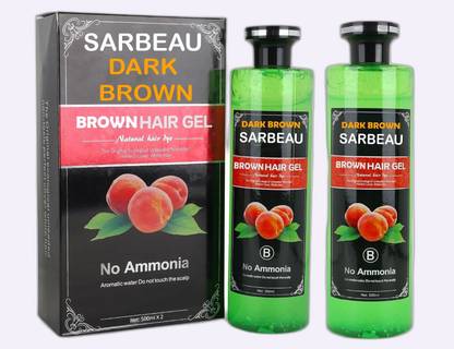 Sarbeau Dark Brown Hair Colour Gel, Natural , Ammonia-Free, 500ml x 2_C_029 , Dark Brown
