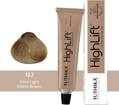 Yuthika Professional High Lift Creme Hair Colour 50g, 100% Grey Cover| Long Lasting Tone , Very Light Matte Brown