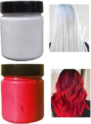 Luster Shine Combo of Temporary Hair colour wax Red & White Hair Wax , MULTICOLOR