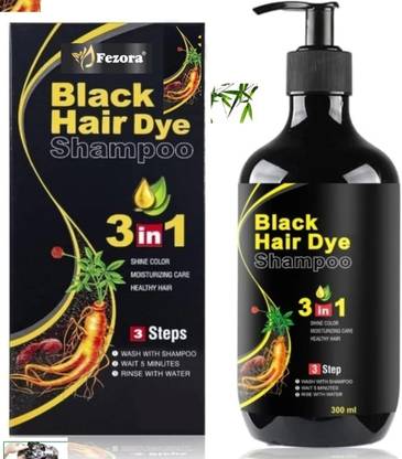 Fezora natural 3 in 1 Hair Dye Instant Black Hair Shampoo Women Men Hair original day , oriental black