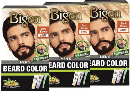 Bigen Men's Beard Colour B103 - Dark Brown , Dark Brown B 103 (pack 3)