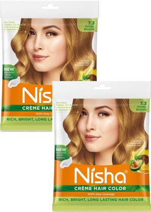 Nisha Creme Hair Color Pouch 40 gm ,Honey Blonde (Pack OF 2) , Honey Blonde