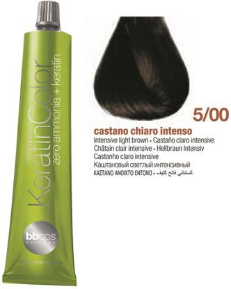Bbcos Hair Pro KeratinColor Zero Ammonia + Keratin Hair Color 100 ml Tube , 5/00, Intensive Light Brown