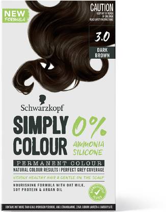Schwarzkopf Simply Colour Permanent Hair Colour For 100% Grey Coverage - 3.00 Dark Brown , Dark brown