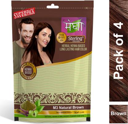 Sterling Megha Mehandi M3 Natural Brown 45gm , Natural Brown, Pack of 4 , NATURAL BROWN