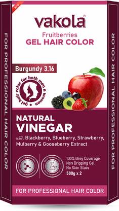 Vakola Burgundy 20 Min Gel Hair Color, 100% Grey Coverage, 500ML Developer & Colorant , Burgundy