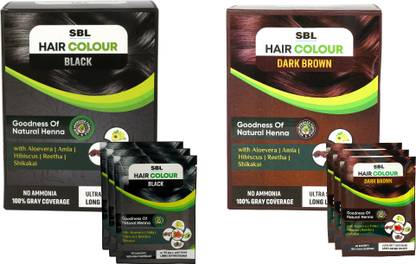 SBL HAIR COLOR , 3 BLACK & 3 DARK BROWN