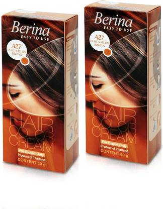 Berina Professional | Permanent Hair Color Cream with Developer | Long Lasting Color | , Light Natural Brown