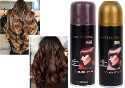 Latixmat NEW ORIGINAL 1 DAY HAIR COLOR SPRAY INSTANT HAIR COLOUR FOR MAN & WOMAN , GOLD, BROWN