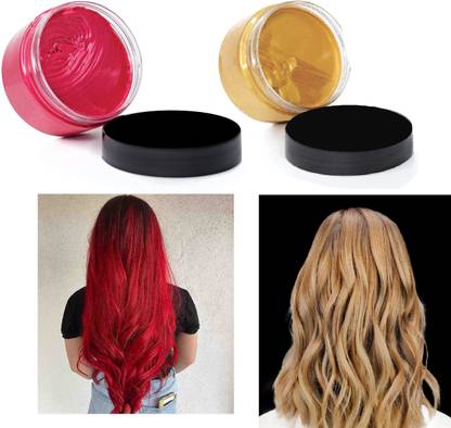 THTC RED / GOLD Hair Styling Temporary Hair Color Wax , GOLD, RED