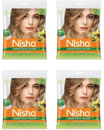 Nisha Creme Hair Color Pouch 40 gm ,Light Blonde (Pack OF 4) , Light Blonde