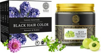 buddha natural Black Hair Color - Plant Based Natural Hair Color for Instant Black Color , Black