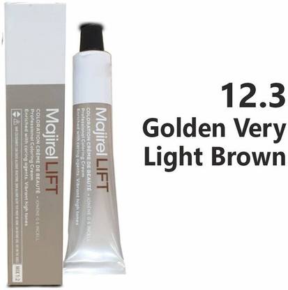 MAJIREL Hair Color No. (12.3) - 49.5gm With 75ml Developer , Golden Very Light Brown