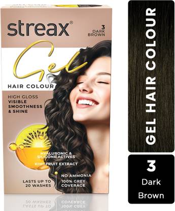 Streax Gel Hair Colour for women, 150 ml |No ammonia |100% grey coverage , Dark Brown