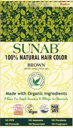 Radico Sunab 100% Organic & Safe Hair Color for sensitive and allergic scalp , Brown