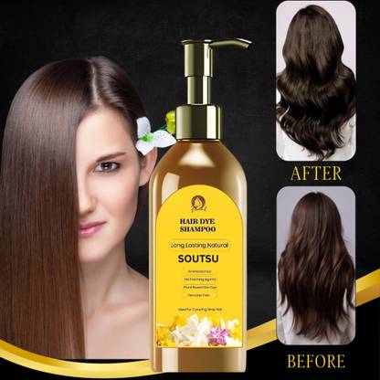 SOUTSU japanese hair dye shampoo long lasting , Black