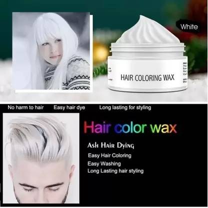 DARVING Pearl white Temporary Hair Color White Wax for Men and Women , WHITE
