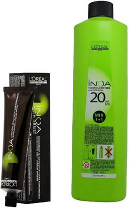 INOA Hair Colour No 3.0 Dark Brown 60 Gm, 1 Tubes + 1 Pc Developer 20 Vol 1000 Ml , Dark Brown