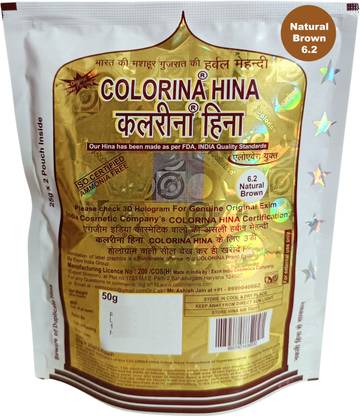 Colorina Colorina Hina - Gujrati Herbal Henna Powder (Hair Color) Natural Brown (Pack of 5) , Natural Brown