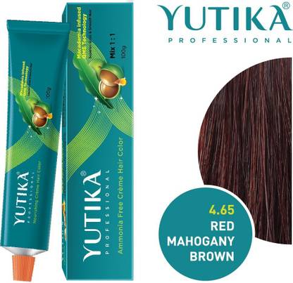 Yutika Professional Creme Hair Color , Red Mahogany Brown 4.65