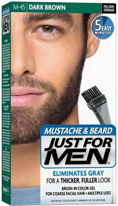 JUST FOR MEN Mustache & Beard Dark Brown M-45 (Pack of2) , Dark Brown
