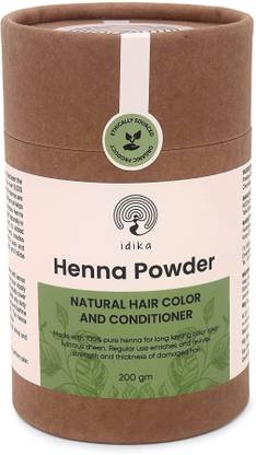 Idika Henna Powder Natural Hair Color & Conditioner -200GM , Natural Black