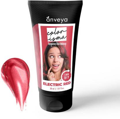 Anveya Colorisma Hair Color Makeup-Electric Red,30ml,Temporary 1-Day 1-Wash,No Bleach , Red