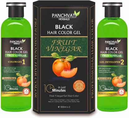 panchvati Fruit Vinegar Hair Gel, Natural Black Hair Color Dye, 500ml x2 , Black