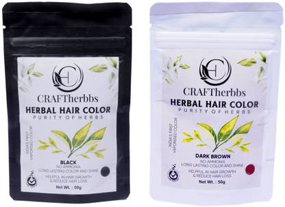 CRAFTherbbs Hair and Beard Color Combo for Men, Long Lasting Colour, Easy to Apply & Use , Black, Brown
